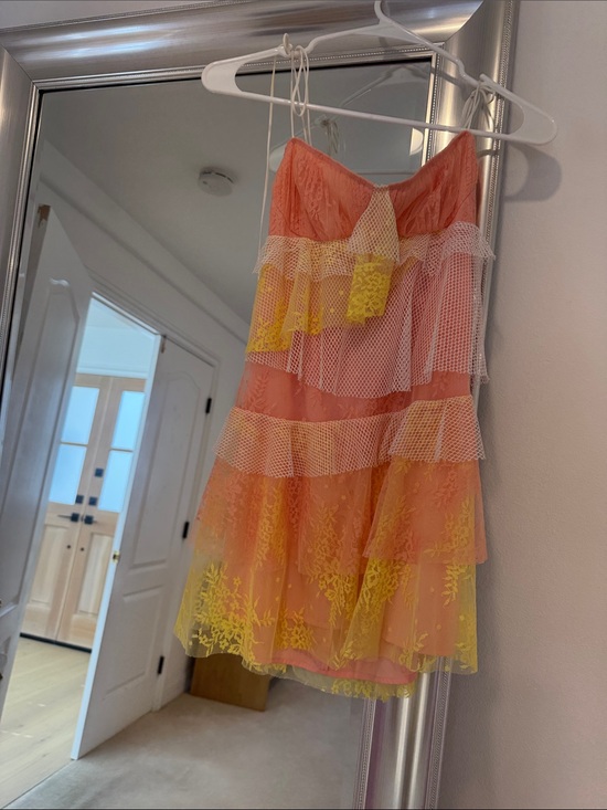For Love And Lemons Dresses & Skirts - For Love & Lemons Coral and Yellow Mini Dress